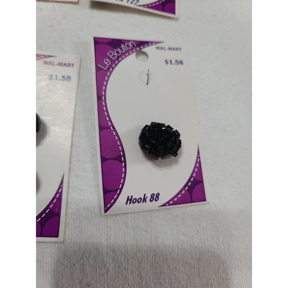 Le Bouton Button Bundle (7)Black Rosette 3/4" Shank Sewing Crafting Italy NOS - Picture 5 of 9